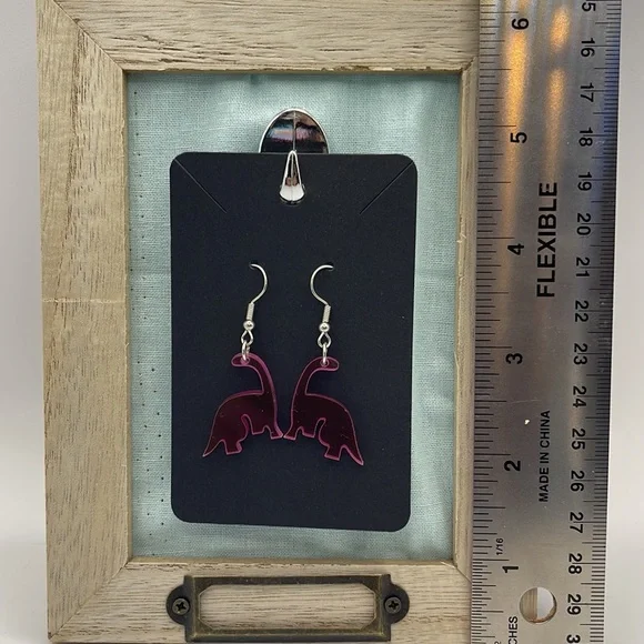 Super cute pink dinosaur fashion earrings NEW - Picture 3 of 8